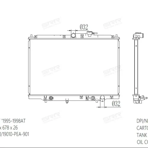 Радиатор охлаждения двигателя SRR OE RAD-00149