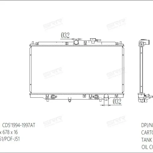 Радиатор охлаждения двигателя SRR OE RAD-00154