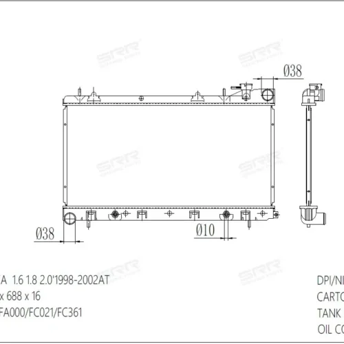 Радиатор охлаждения двигателя SRR OE RAD-00184