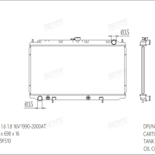 Радиатор охлаждения двигателя SRR OE RAD-00207